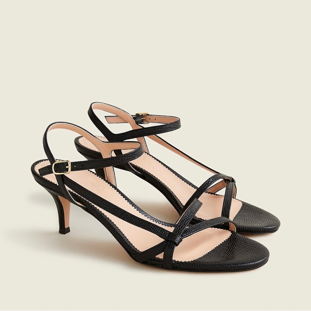 JCrew Strappy kitten-heel leather  upper and lining sandals.
